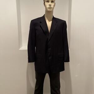 Classic LANVIN Men’s Virgin Wool BLAZER  sport Jacket Black Stripes Size IT 60 R